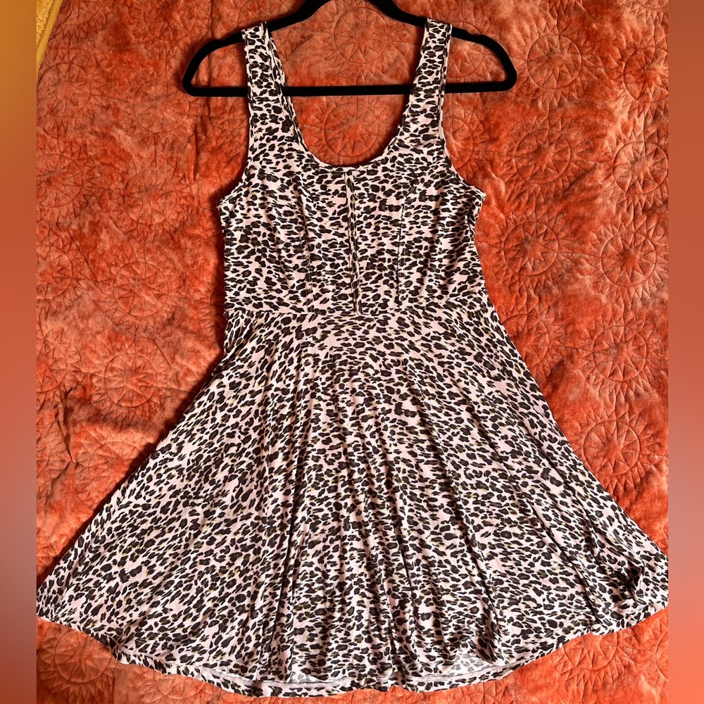 Free People Leopard Mini Swing Dress